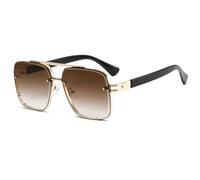 MUTYNE Double Bridges Fashion Square Gradient Sunglasses Uv400(Golden Tea)