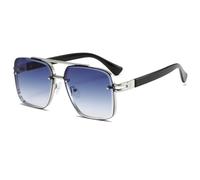MUTYNE Double Bridges Fashion Square Gradient Sunglasses Uv400(Silver Blue)