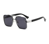 MUTYNE Double Bridges Fashion Square Gradient Sunglasses Uv400(Silver Gray)
