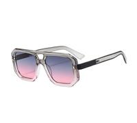 MUTYNE Double Bridges Women Luxury Sunglasses Retro Square Clear Gradient Shades UV400 Men Rivets Sun Glasses,Grey pink,one size