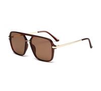 MUTYNE Fashion Double Bridges Square Sunglasses Women Men Retro Gradient Shades Uv400(Brown tea)