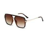 MUTYNE Fashion Double Bridges Square Sunglasses Women Men Retro Gradient Shades Uv400(Leopard tea gradient)