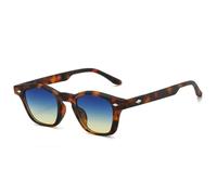 MUTYNE Fashion Double Color Cat Eye Women Sunglasses Retro Rivets Men Shades Uv400(Leopard blue yellow)