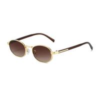 MUTYNE Fashion Oval Sunglasses Women Luxury Sunshades Uv400 Metal Frames Retro(Gradient Tea)