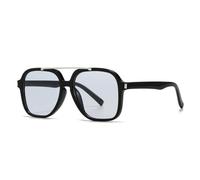 MUTYNE Fashion Oversized Square Double Bridges Sunglasses Women Shades Uv400 Retro Rivets Men(Black light gray)
