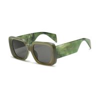 MUTYNE Fashion Oversized Square Women Jelly Color Sunglasses Retro Pattern Wide Legs Men Gradient Shades Uv400(Olive green gray)