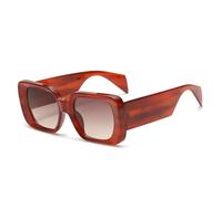 MUTYNE Fashion Oversized Square Women Jelly Color Sunglasses Retro Pattern Wide Legs Men Gradient Shades Uv400(Brown stripe tea)