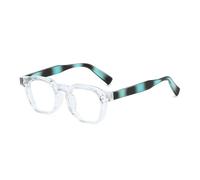 MUTYNE Fashion Polygon Square Glasses Vintage Rivets Women Men Clear(Clear blue amber)