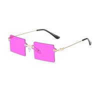 MUTYNE Fashion Rectangle Rimless Sunglasses Women Men Square Vintage Sun Glasses Luxury Retro Frame UV400 Eyewear,hot pink,One size