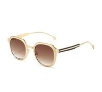 MUTYNE Fashion Retro Women's Sunglasses Trendy Hollowed Out Mirror Legs Polygon Men's Sunshade Driving Sun Glasses(C2)