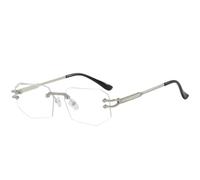 MUTYNE Fashion Rimless Small Square Women Sunglasses Trendy Luxury Men Travel Driving Uv400(Silver Clear)