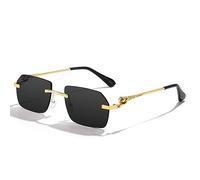 MUTYNE Fashion Rimless Sunglasses Men Trendy Vintage Alloy Frameless Eyeglasses For Man Luxury Driving Sun Glasses,Black,One size