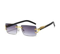 MUTYNE Fashion Rimless Sunglasses Women Men Decoration Rectangular Sun Glasses(Gradient Gray)