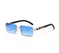 MUTYNE Fashion Small Rectangle Rimless Sun Glasses Uv400(Blue Gradient)