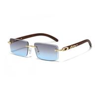 MUTYNE Fashion Small Rectangle Rimless Sun Glasses Uv400(Grey Blue)