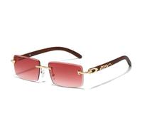 MUTYNE Fashion Small Rectangle Rimless Sun Glasses Uv400(Red Gradient)