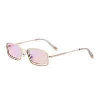MUTYNE Fashion Small Square Frame Metal Women Sunglasses Trendy Luxury Men Outdoor Driving Uv400(Gold Tea Blue)