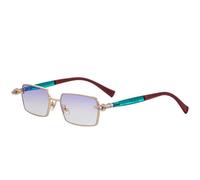 MUTYNE Fashion Trendy Small Square Women Sunglasses Classic Men Sunglass Driving Shade Uv400(Gold Light Gray Blue)