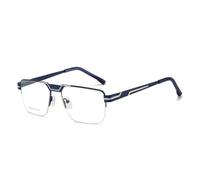 MUTYNE Fashionable Men Glasses Frame Women Black Frame Vintage Round Clear Lens Spectacle Square Frame(Blue Silver)