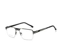 MUTYNE Fashionable Men Glasses Frame Women Black Frame Vintage Round Clear Lens Spectacle Square Frame(Black Silver)