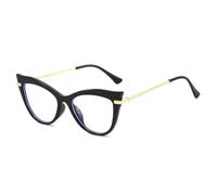 MUTYNE Gradient Cat-eye Sunglasses Textured Metal Temples, Retro Style(Black)