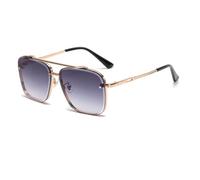 MUTYNE Gradient Sunglasses for Men Fashion Metal Big Frame Sun Glasses,Gold Gray,one size