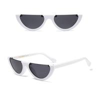 MUTYNE Half Moon Slim Sunnies Sunglasses Women Retro Vintage Pink Lens Cat Eye Frame Sun Glasses Girls Shades,C9 white gray,CHINA