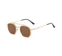 MUTYNE Irregular Sunglasses For Men, Metal Frame Design, Double Beam Retro Simple Sunscreen Uv400(C3)