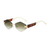 MUTYNE Irregular Trendy Frameless Women's Sunglasses Personalized Small Frame Fashion(GoldGreen)