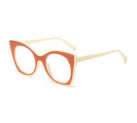 MUTYNE Large Frame Cat Eye Flat Mirror Simple Personalized Color Contrast Eye Frame Female Fashion Party Eyeglass Frame(Beige Coffee)