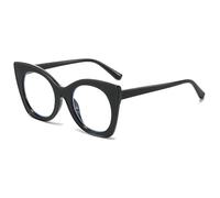 MUTYNE Large Frame Cat Eye Flat Mirror Simple Personalized Color Contrast Eye Frame Female Fashion Party Eyeglass Frame(Black)