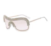MUTYNE Luxury Big Rhinestone Metal Female Shades Sunglasses Diamond Sun Glasses Oversized,Silver