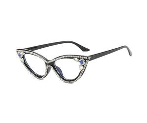 MUTYNE Luxury Diamond Cat Eye Glasses Frames Anti Blue Light Optical Women Fashion Rhinestone Eyewear Eyeglasses,One size