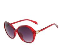 MUTYNE Luxury Oval Imitation Diamond Sunglasses Woman Men Fashion Retro Large Frame Summer Traveling Sunglasses Uv400(Red Gray)