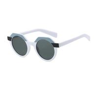 MUTYNE Luxury Polygon Women's Sunglasses Fashion Retro Round Sunglass Men Outdoor Travel Fishing Uv400(White Gray)