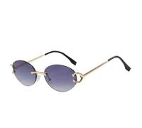 MUTYNE Luxury Rimless Small Oval Sunglasses Men Retro Fashion Women Sunglass Outdoor Summer Traveling Uv400(Gold Gradient Gray)