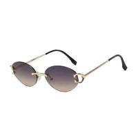 MUTYNE Luxury Rimless Small Oval Sunglasses Men Retro Fashion Women Sunglass Outdoor Summer Traveling Uv400(Gold Gray Tea)