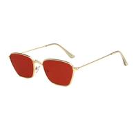 MUTYNE Luxury Small Square Sunglasse Women Men Trend Retro Metal Frame Men Outdoor Travel Uv400(Gold Red)