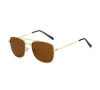 MUTYNE Metal Double Bridges Square Sunglasses Women Shades Uv400(Golden tea)