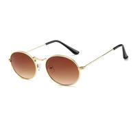 MUTYNE Metal Small Frame Oval Sunglasses Women Men Vintage Luxury Outdoor Sports Driving(Gold Brown)