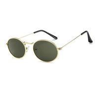 MUTYNE Metal Small Frame Oval Sunglasses Women Men Vintage Luxury Outdoor Sports Driving(Gold Green)
