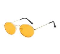MUTYNE Metal Small Frame Oval Sunglasses Women Men Vintage Luxury Outdoor Sports Driving(Gold Orange)