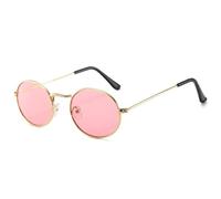 MUTYNE Metal Small Frame Oval Sunglasses Women Men Vintage Luxury Outdoor Sports Driving(Gold Pink)