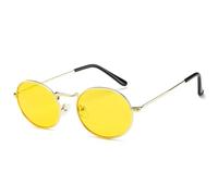 MUTYNE Metal Small Frame Oval Sunglasses Women Men Vintage Luxury Outdoor Sports Driving(Gold Yellow)