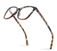 MUTYNE Multicolor Acetate Glasses Frame Women Square Eyeglasses Spectacles Eyewear,Leopard,One size