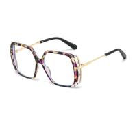 MUTYNE Oversized Glasses Frame Women Square(Purple Leopard)