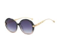 MUTYNE Oversized Round Sunglasses for Women Black Frame Sun Glasses Gold Leaf Texture Temples Modern Fashion Eyewear for O