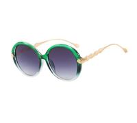 MUTYNE Oversized Round Sunglasses for Women Black Frame Sun Glasses Gold Leaf Texture Temples Modern Fashion Eyewear for O