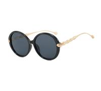 MUTYNE Oversized Round Sunglasses for Women Black Frame Sun Glasses Gold Leaf Texture Temples Modern Fashion Eyewear for O