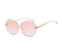 MUTYNE Oversized Round Sunglasses for Women Black Frame Sun Glasses Gold Leaf Texture Temples Modern Fashion Eyewear for O